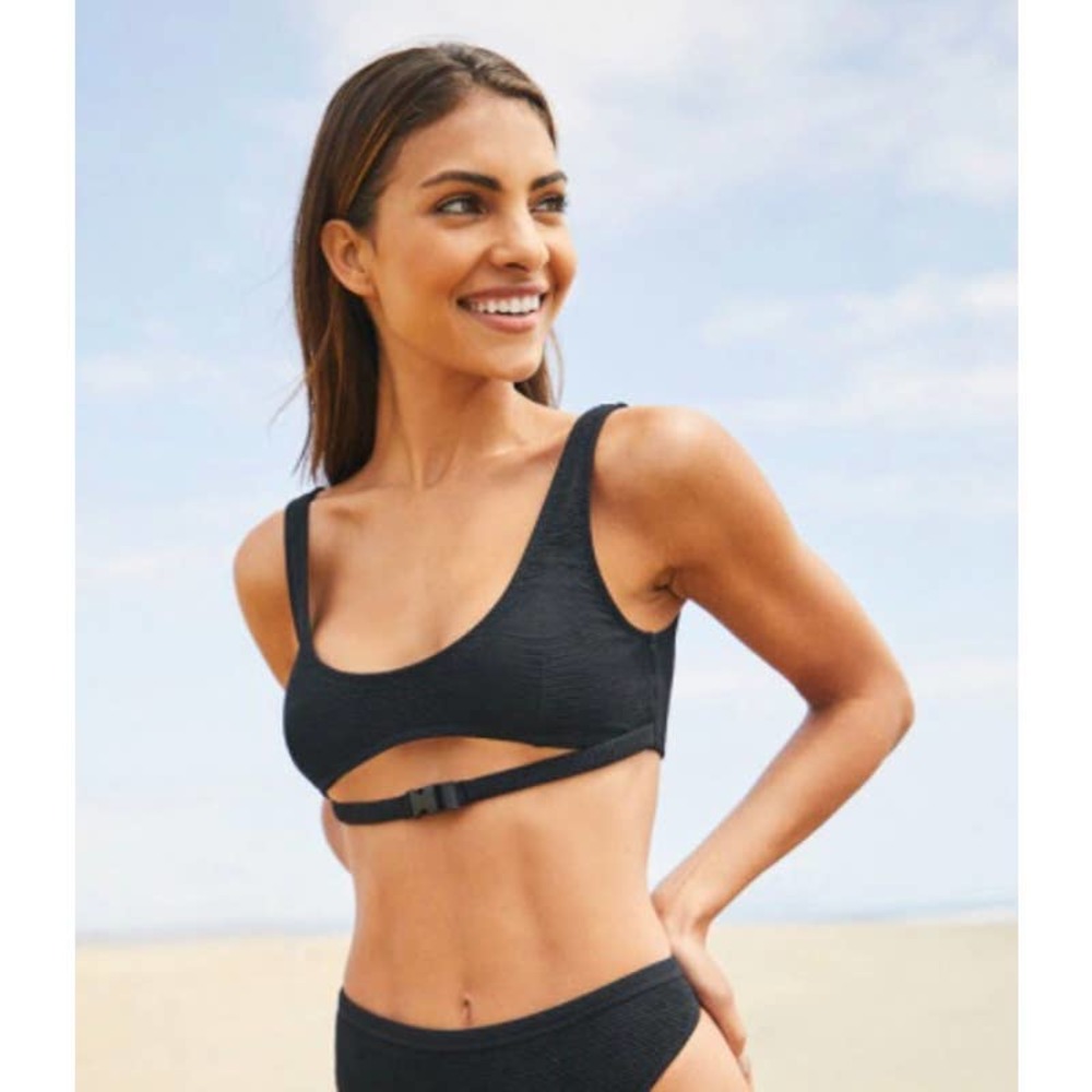 Revolve Twiin Black Bound Buckle Bikini Top
